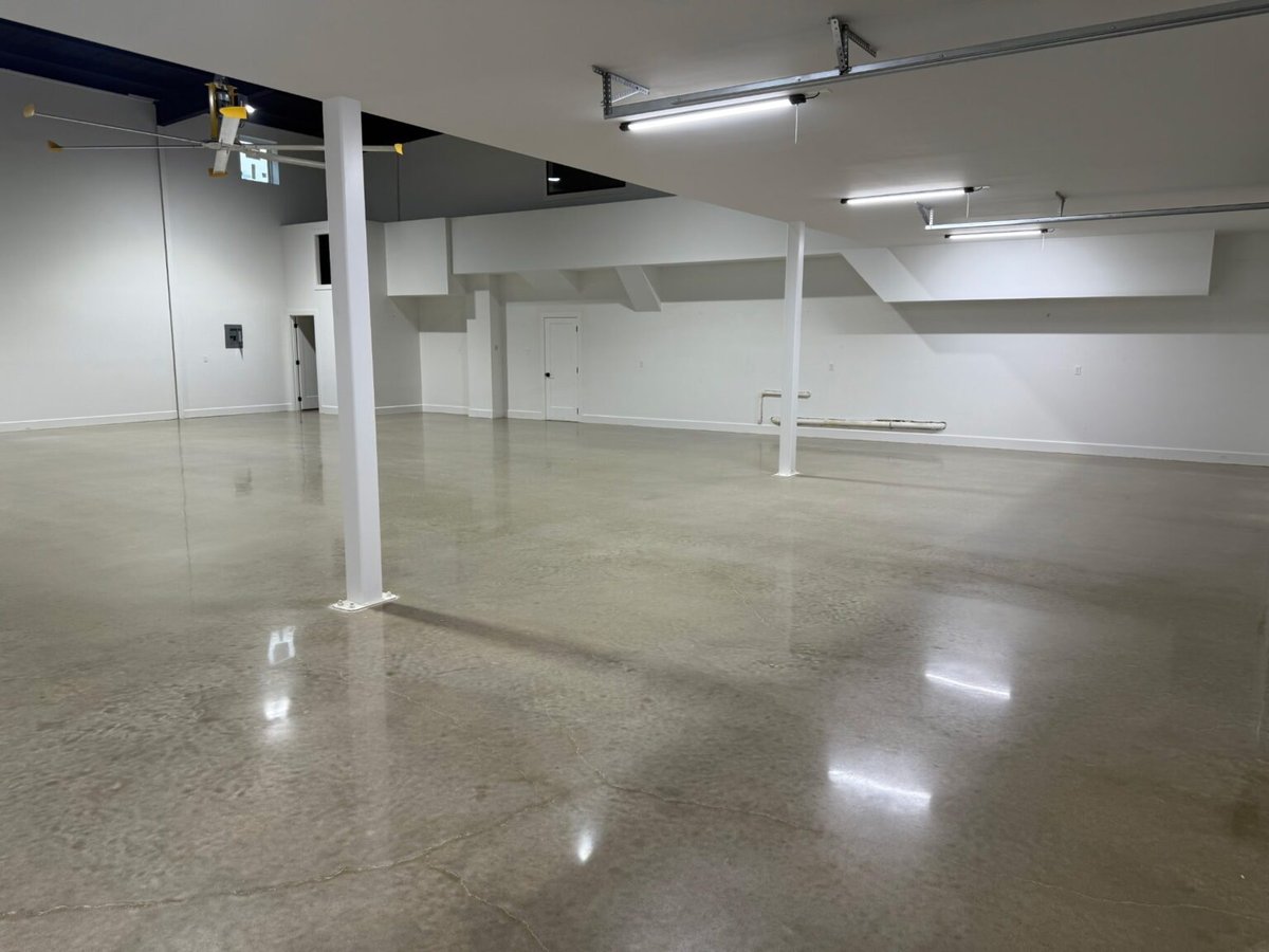 Polished concrete floor in a custom residential build in Burleson County, Texas