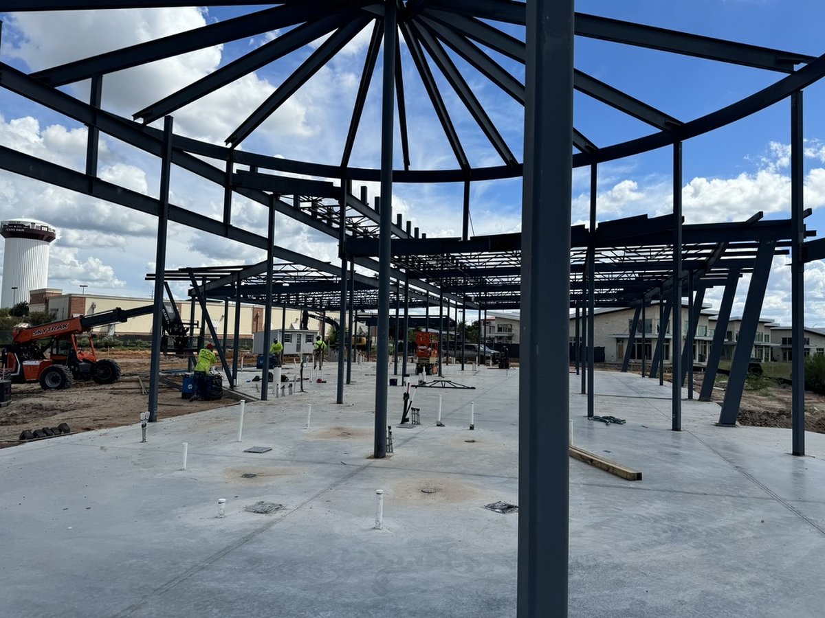 Structural commercial foundation slab with steel framing in College Station, Texas
