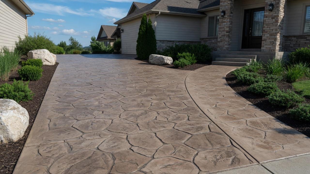 Stamped decorative residential patio